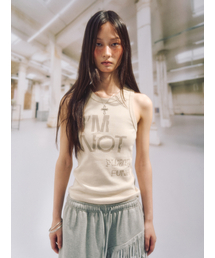 SOMSOC（ソムソック）の「PUNKY SLOGAN RIBBED TANK TOP_CREAM（Tシャツ/カットソー）」