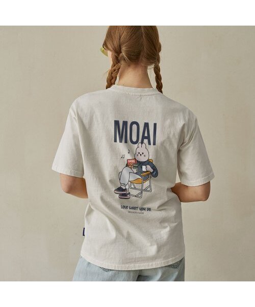 ONEHUNDREDPERCENT FOR WOMAN(ワンハンドレッドパーセントフォーウーマン)の「OHP x MOAI Bキャンピングウサギセミオーバー半袖Tシャツ2(Tシャツ/カットソー・レディース・その他・S/M/L/2XL/XL)」の1枚目の写真