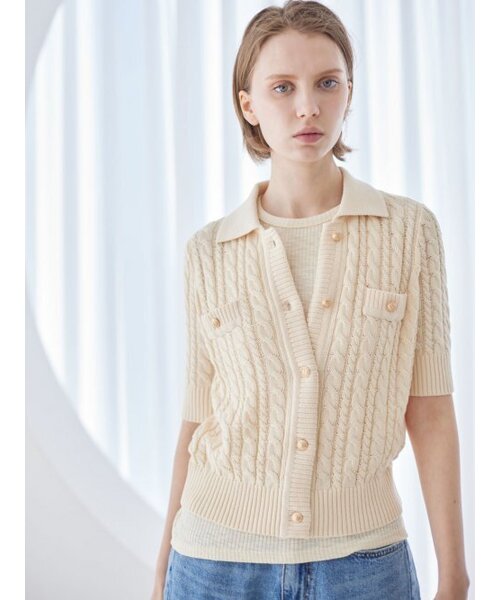 AYIHOLIC CASHMERE（アイホリックカシミア）の「ケーブルカラークロップカーディガン（カーディガン/ボレロ・レディース・その他・S/M）」の6枚目の写真
