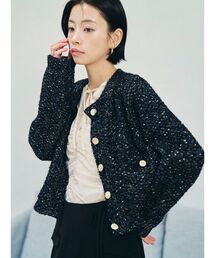 LAGUNAMOON | ミックスヤーンノーカラーニットカーディガン(カーディガン/ボレロ)