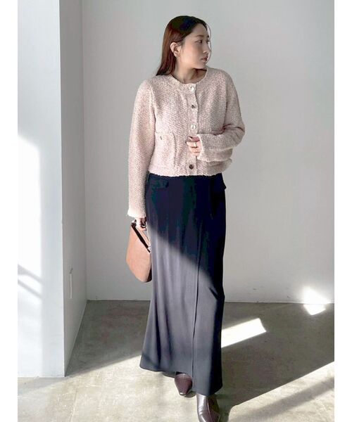 LAGUNAMOON(ラグナムーン)の「ミックスヤーンノーカラーニットカーディガン(カーディガン/ボレロ・レディース・ベージュ/ネイビー/オレンジ・FREE)」の6枚目の写真