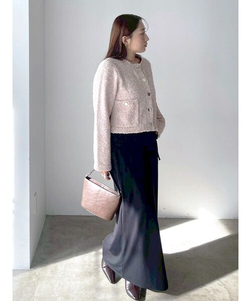 LAGUNAMOON(ラグナムーン)の「ミックスヤーンノーカラーニットカーディガン(カーディガン/ボレロ・レディース・ベージュ/ネイビー/オレンジ・FREE)」の7枚目の写真