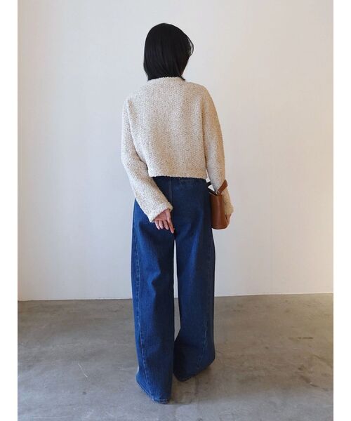 LAGUNAMOON(ラグナムーン)の「ミックスヤーンノーカラーニットカーディガン(カーディガン/ボレロ・レディース・ベージュ/ネイビー/オレンジ・FREE)」の16枚目の写真