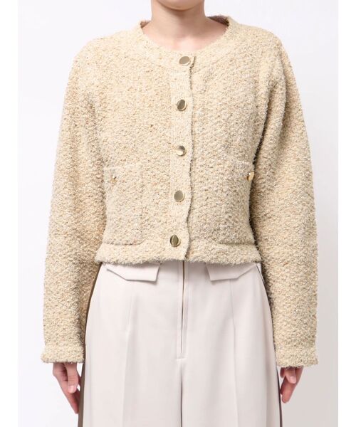 LAGUNAMOON(ラグナムーン)の「ミックスヤーンノーカラーニットカーディガン(カーディガン/ボレロ・レディース・ベージュ/ネイビー/オレンジ・FREE)」の17枚目の写真