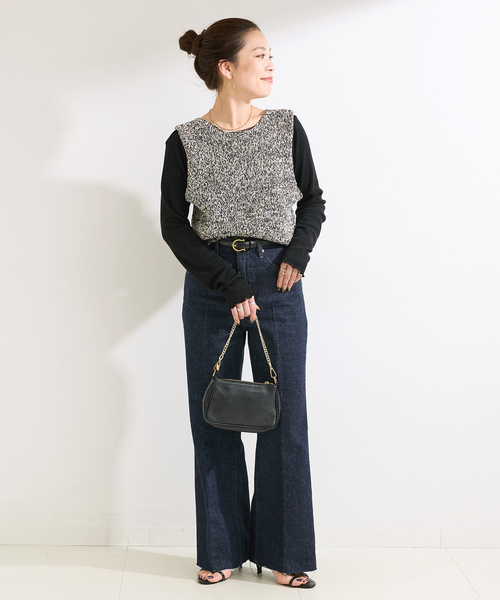 B.C STOCK（ベーセーストック）の「手洗い可 / MIXラメニットベスト（ベスト・レディース・ホワイト/ブラック・FREE）」の17枚目の写真