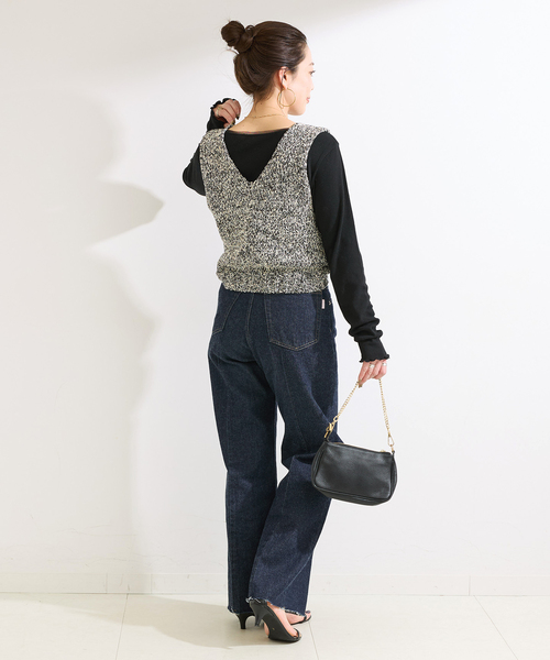 B.C STOCK（ベーセーストック）の「手洗い可 / MIXラメニットベスト（ベスト・レディース・ホワイト/ブラック・FREE）」の19枚目の写真