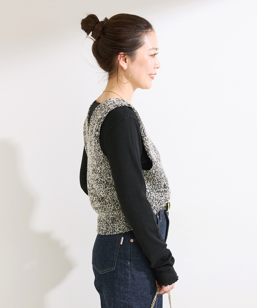 B.C STOCK（ベーセーストック）の「手洗い可 / MIXラメニットベスト（ベスト・レディース・ホワイト/ブラック・FREE）」の21枚目の写真