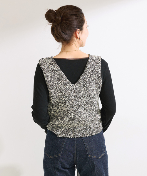 B.C STOCK（ベーセーストック）の「手洗い可 / MIXラメニットベスト（ベスト・レディース・ホワイト/ブラック・FREE）」の22枚目の写真