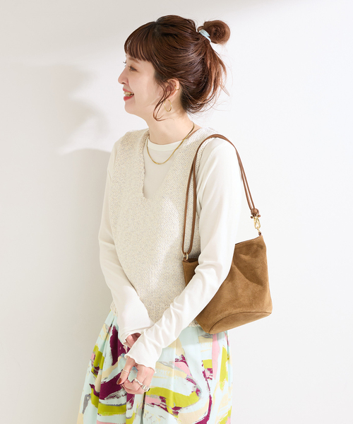 B.C STOCK（ベーセーストック）の「手洗い可 / MIXラメニットベスト（ベスト・レディース・ホワイト/ブラック・FREE）」の5枚目の写真