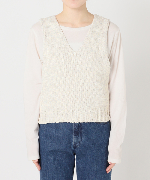 B.C STOCK（ベーセーストック）の「手洗い可 / MIXラメニットベスト（ベスト・レディース・ホワイト/ブラック・FREE）」の15枚目の写真