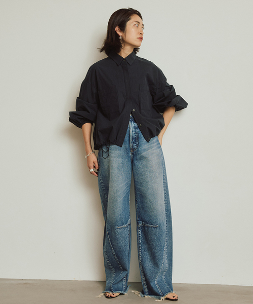 VERMEIL par iena(ヴェルメイユパーイエナ)の「Drawstring シャツ(シャツ/ブラウス・レディース・ホワイト/ネイビー・FREE)」の3枚目の写真