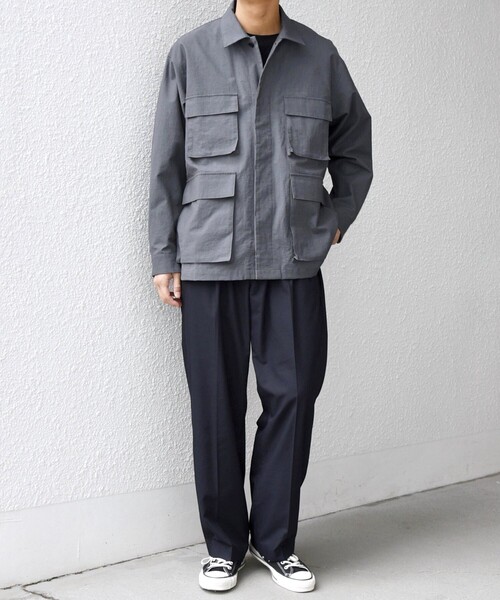 SHIPS any(シップス エニィ)の「SHIPS any: コットン/ナイロン ワッシャー BDU シャツ ジャケット (セットアップ対応)◇(ミリタリージャケット・メンズ・ネイビー/ライトグレー/グレー・MEDIUM/X-LARGE/LARGE)」の9枚目の写真