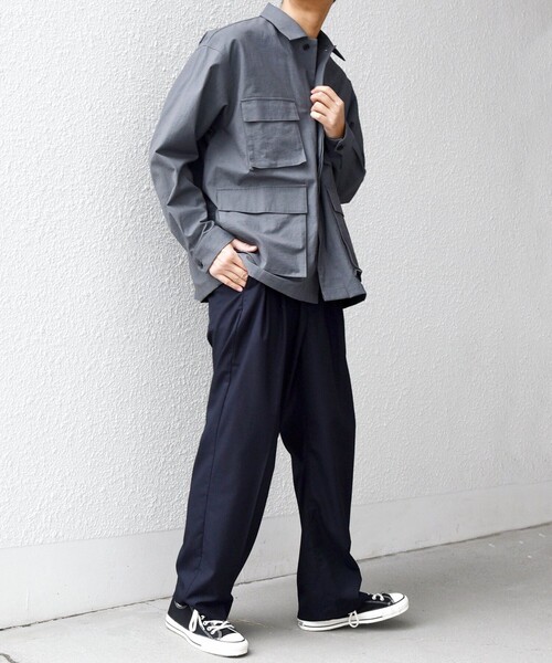 SHIPS any(シップス エニィ)の「SHIPS any: コットン/ナイロン ワッシャー BDU シャツ ジャケット (セットアップ対応)◇(ミリタリージャケット・メンズ・ネイビー/ライトグレー/グレー・MEDIUM/X-LARGE/LARGE)」の10枚目の写真