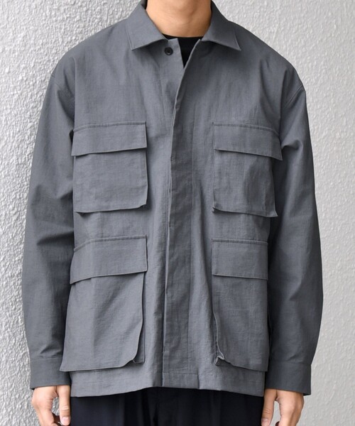 SHIPS any(シップス エニィ)の「SHIPS any: コットン/ナイロン ワッシャー BDU シャツ ジャケット (セットアップ対応)◇(ミリタリージャケット・メンズ・ネイビー/ライトグレー/グレー・MEDIUM/X-LARGE/LARGE)」の11枚目の写真