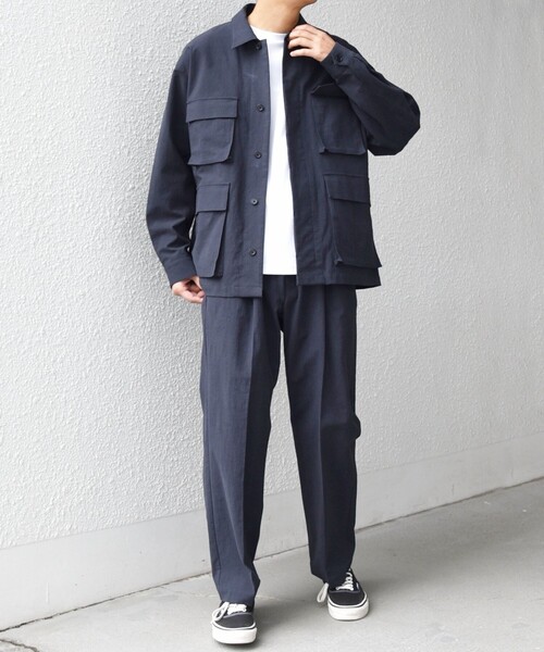 SHIPS any(シップス エニィ)の「SHIPS any: コットン/ナイロン ワッシャー BDU シャツ ジャケット (セットアップ対応)◇(ミリタリージャケット・メンズ・ネイビー/ライトグレー/グレー・MEDIUM/X-LARGE/LARGE)」の14枚目の写真