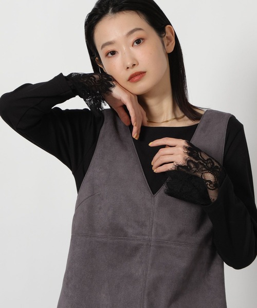 LAKOLE（ラコレ）の「袖レースレイヤード長袖 / 654805（Tシャツ/カットソー・レディース・イエロー/ブラック/オフホワイト・FREE）」の3枚目の写真