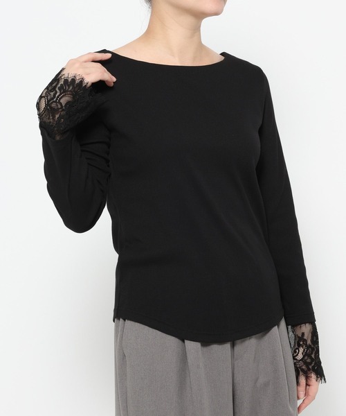 LAKOLE（ラコレ）の「袖レースレイヤード長袖 / 654805（Tシャツ/カットソー・レディース・イエロー/ブラック/オフホワイト・FREE）」の12枚目の写真