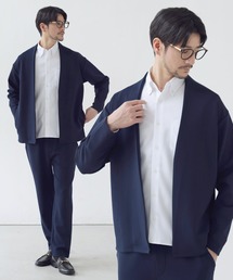 SPU（スプ）の「【抗シワ・抗ピリング・ウォッシャブル】ハイポンチノーカラージャケット&イージーパンツ セットアップ（セットアップ）」