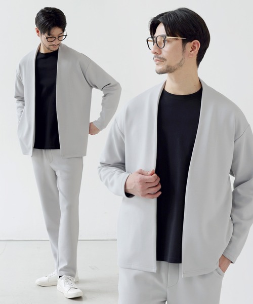 BEAUTY&YOUTH バンドカラー ジャケット イージーパンツ セットアップ セール】【抗シワ・抗ピリング・ウォッシャブル】ハイポンチノーカラー