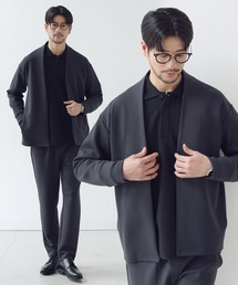 SPU（スプ）の「【抗シワ・抗ピリング・ウォッシャブル】ハイポンチノーカラージャケット&イージーパンツ セットアップ（セットアップ）」