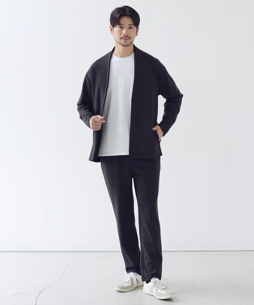 SPU（スプ）の「【セットアップ 2点セット】【抗シワ・抗ピリング・ウォッシャブル】ハイポンチノーカラージャケット＆イージーパンツ セットアップ（セットアップ・メンズ・ブラック/グレー/チャコール/ネイビー/ダークブラウン/グレー系・S/M/L/XL）」の7枚目の写真