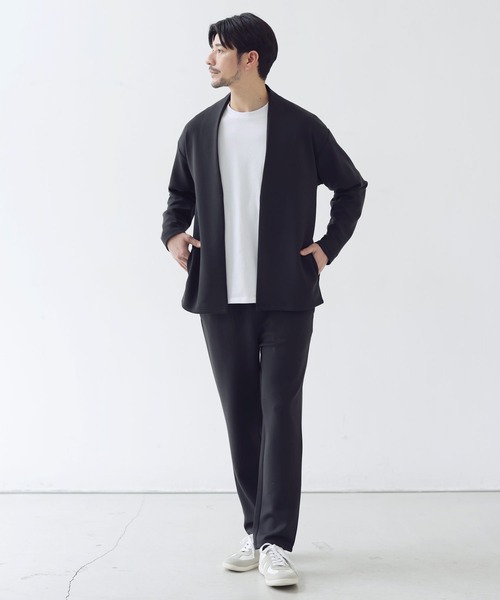 SPU（スプ）の「【セットアップ 2点セット】【抗シワ・抗ピリング・ウォッシャブル】ハイポンチノーカラージャケット＆イージーパンツ セットアップ（セットアップ・メンズ・ブラック/グレー/チャコール/ネイビー/ダークブラウン/グレー系・S/M/L/XL）」の8枚目の写真