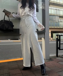 WILLFULLY | back bi color patchwork remake sweat SK(スカート)