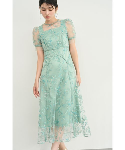 LILY BROWN(リリーブラウン)の「パネルラインエンブロイダリ―ドレス(ドレス・レディース・ブラック/グリーン/イエロー・0/1)」の2枚目の写真