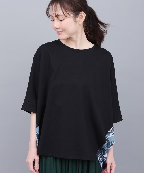 チチカカ(チチカカ)の「バックギャザードルマンプルオーバー(Tシャツ/カットソー・レディース・ベージュ/グリーン/ブラック・FREE)」の1枚目の写真