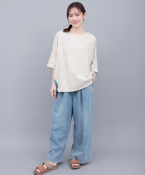 チチカカ(チチカカ)の「バックギャザードルマンプルオーバー(Tシャツ/カットソー・レディース・ベージュ/グリーン/ブラック・FREE)」の6枚目の写真