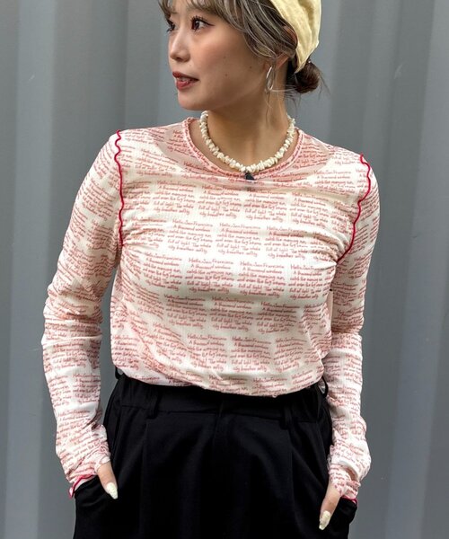 HELLO.SANFRANCISCO（ハローサンフランシスコ）の「【HELLO.SANFRANCISCO】メッセージシアープリントTEE（Tシャツ/カットソー・レディース・オレンジ/ブルー/レッド・ONE SIZE）」の3枚目の写真