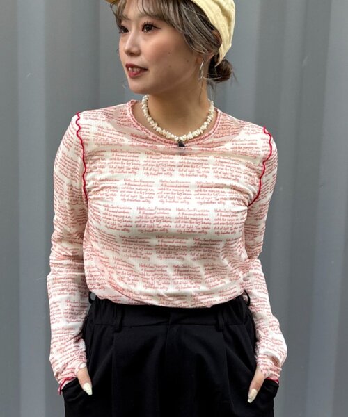 HELLO.SANFRANCISCO（ハローサンフランシスコ）の「【HELLO.SANFRANCISCO】メッセージシアープリントTEE（Tシャツ/カットソー・レディース・オレンジ/ブルー/レッド・ONE SIZE）」の16枚目の写真