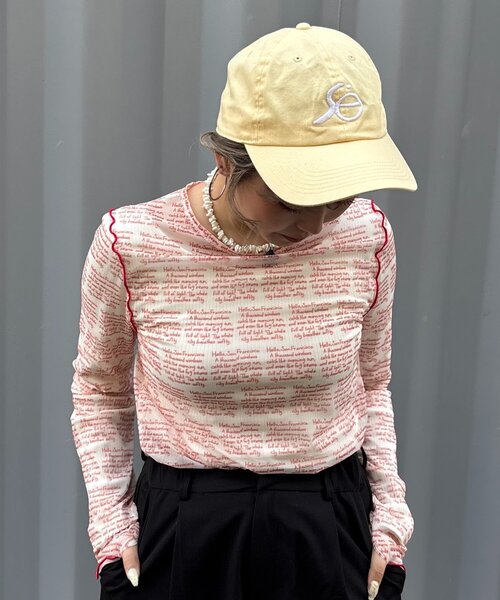 HELLO.SANFRANCISCO（ハローサンフランシスコ）の「【HELLO.SANFRANCISCO】メッセージシアープリントTEE（Tシャツ/カットソー・レディース・オレンジ/ブルー/レッド・ONE SIZE）」の18枚目の写真