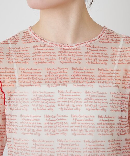 HELLO.SANFRANCISCO（ハローサンフランシスコ）の「【HELLO.SANFRANCISCO】メッセージシアープリントTEE（Tシャツ/カットソー・レディース・オレンジ/ブルー/レッド・ONE SIZE）」の4枚目の写真