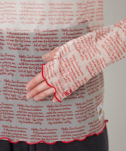 HELLO.SANFRANCISCO（ハローサンフランシスコ）の「【HELLO.SANFRANCISCO】メッセージシアープリントTEE（Tシャツ/カットソー・レディース・オレンジ/ブルー/レッド・ONE SIZE）」の6枚目の写真