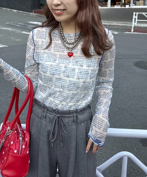 HELLO.SANFRANCISCO（ハローサンフランシスコ）の「【HELLO.SANFRANCISCO】メッセージシアープリントTEE（Tシャツ/カットソー・レディース・オレンジ/ブルー/レッド・ONE SIZE）」の7枚目の写真