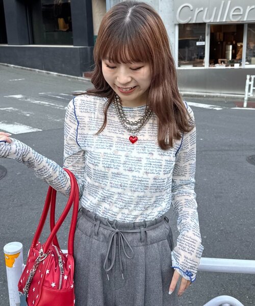 HELLO.SANFRANCISCO（ハローサンフランシスコ）の「【HELLO.SANFRANCISCO】メッセージシアープリントTEE（Tシャツ/カットソー・レディース・オレンジ/ブルー/レッド・ONE SIZE）」の8枚目の写真