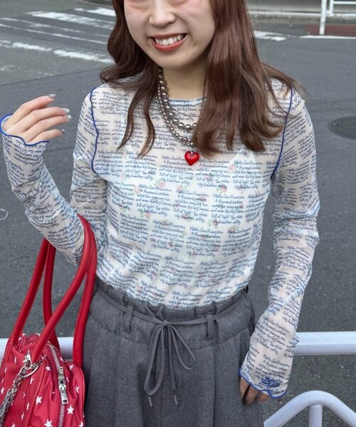 HELLO.SANFRANCISCO（ハローサンフランシスコ）の「【HELLO.SANFRANCISCO】メッセージシアープリントTEE（Tシャツ/カットソー・レディース・オレンジ/ブルー/レッド・ONE SIZE）」の9枚目の写真