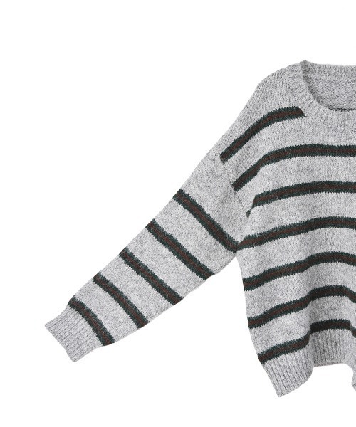 marjour（マージュール）の「AIRY STRIPE KNIT（ニット/セーター・レディース・グレー/ブラウン・M）」の4枚目の写真