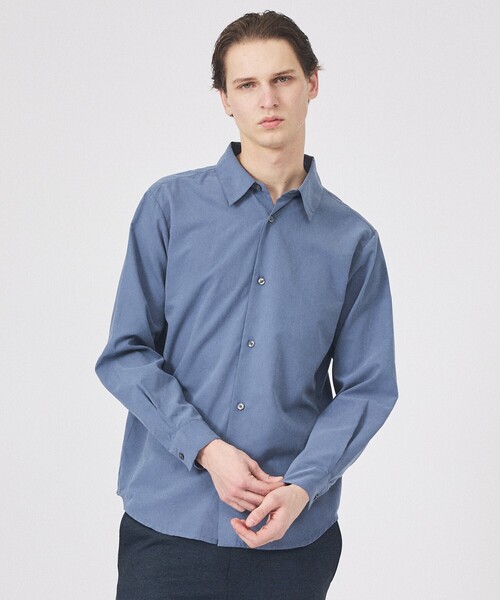 ABAHOUSE GRAY（アバハウスグレイ）の「【リラックスフィット】ピーチサテン レギュラーカラーシャツ（シャツ/ブラウス・メンズ・ブラック/モカ/グレイッシュベージュ/イエロー/グレイッシュブルー・50/48/46）」の4枚目の写真