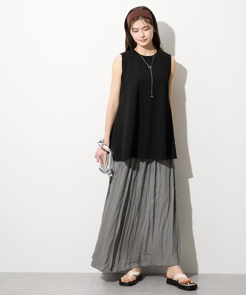slattgir(スラットジール)の「高身長 ふくれジャガードノースリーブフレアトップス(イージーケア・接触冷感・UVカット)(トールサイズ)(Tシャツ/カットソー・レディース・ライトグレー/ブラック/ロイヤルブルー・T5L/T4L/T3L/TLL/TL/TM)」の18枚目の写真