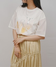 異素材袖プリントT