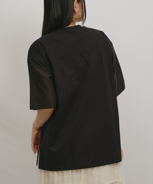 palm RICHE(ポームリシュ)の「異素材袖プリントT(Tシャツ/カットソー・レディース・サックスブルー/ブラック/オフホワイト・M)」の22枚目の写真