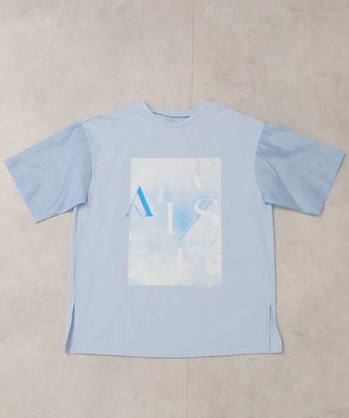 palm RICHE(ポームリシュ)の「異素材袖プリントT(Tシャツ/カットソー・レディース・サックスブルー/ブラック/オフホワイト・M)」の16枚目の写真