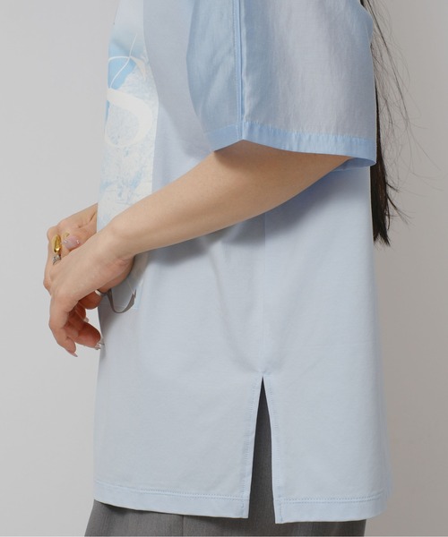 palm RICHE(ポームリシュ)の「異素材袖プリントT(Tシャツ/カットソー・レディース・サックスブルー/ブラック/オフホワイト・M)」の10枚目の写真