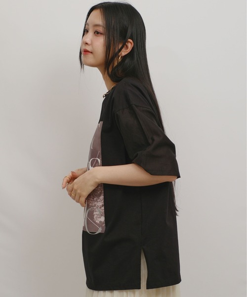 palm RICHE(ポームリシュ)の「異素材袖プリントT(Tシャツ/カットソー・レディース・サックスブルー/ブラック/オフホワイト・M)」の19枚目の写真