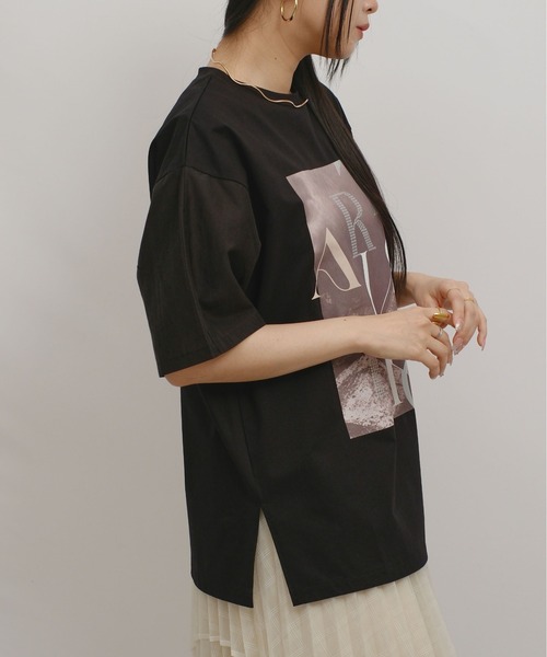 palm RICHE(ポームリシュ)の「異素材袖プリントT(Tシャツ/カットソー・レディース・サックスブルー/ブラック/オフホワイト・M)」の20枚目の写真