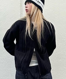 IDWS（アイドンワナセル）の「Wave Line Boucle Collar Knit Black（カーディガン/ボレロ）」