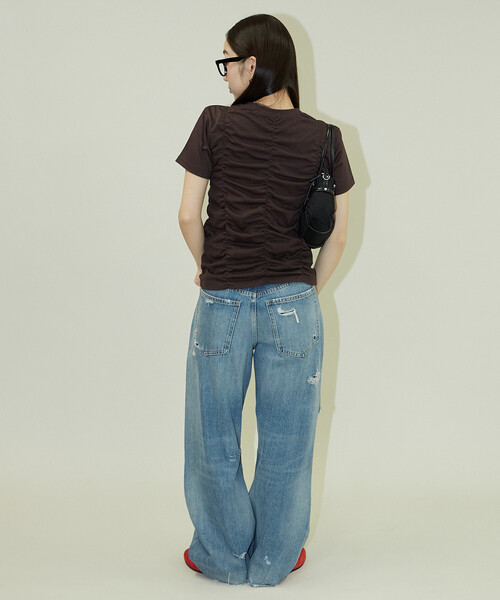 UMBRO(アンブロ)の「UMBRO × PUBLUX/アンブロ 別注 ワンポイント 刺繍 ギャザー Tシャツ 限定展開(Tシャツ/カットソー・レディース・イエロー/ネイビー/ブラウン・フリ-)」の10枚目の写真