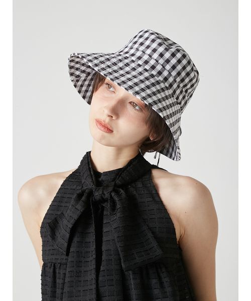 LILY BROWN(リリーブラウン)の「UVカットバケットハット(ハット・レディース・ホワイト/ブラウン/チェック・F)」の4枚目の写真